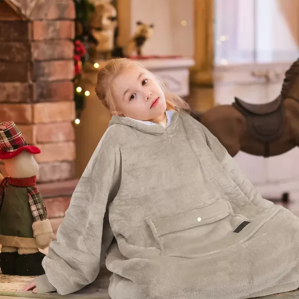 imageCatalonia Blanket Hoodie for Kids Oversized Wearable Sherpa Sweatshirt Pullover for Teens Youth Gift IdeaLatte
