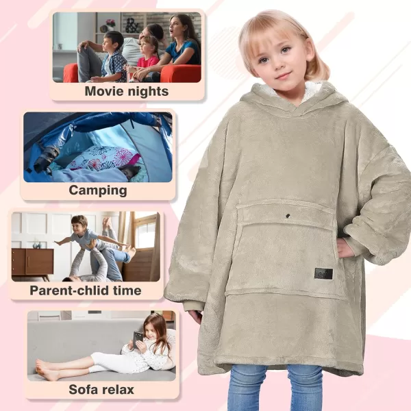 imageCatalonia Blanket Hoodie for Kids Oversized Wearable Sherpa Sweatshirt Pullover for Teens Youth Gift IdeaLatte