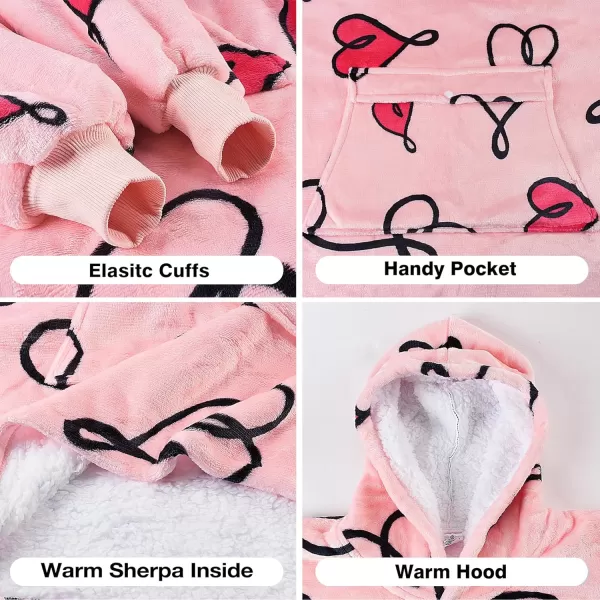 imageCatalonia Blanket Hoodie for Kids Oversized Wearable Sherpa Sweatshirt Pullover for Teens Youth Gift IdeaLove Art Pink Kids