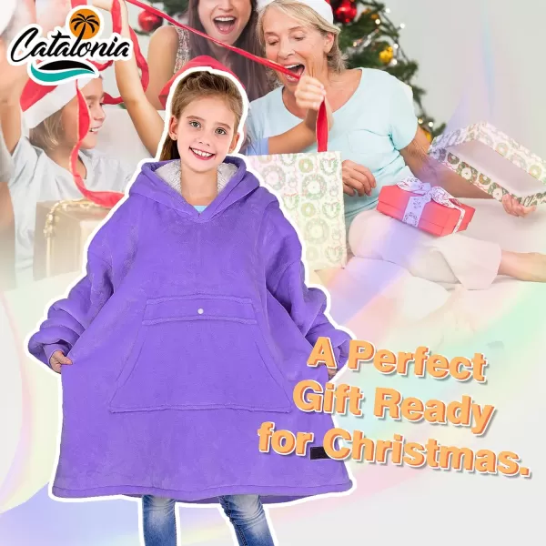 imageCatalonia Blanket Hoodie for Kids Oversized Wearable Sherpa Sweatshirt Pullover for Teens Youth Gift IdeaOmbre Grey
