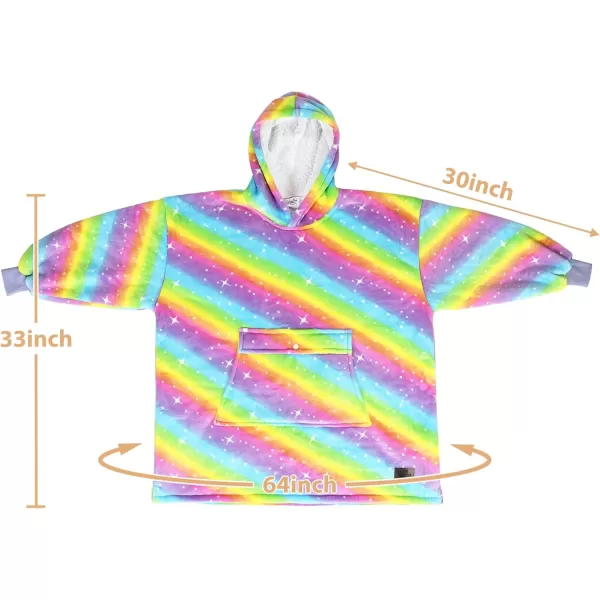 imageCatalonia Blanket Hoodie for Kids Oversized Wearable Sherpa Sweatshirt Pullover for Teens Youth Gift IdeaRainbow