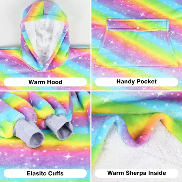 imageCatalonia Blanket Hoodie for Kids Oversized Wearable Sherpa Sweatshirt Pullover for Teens Youth Gift IdeaRainbow