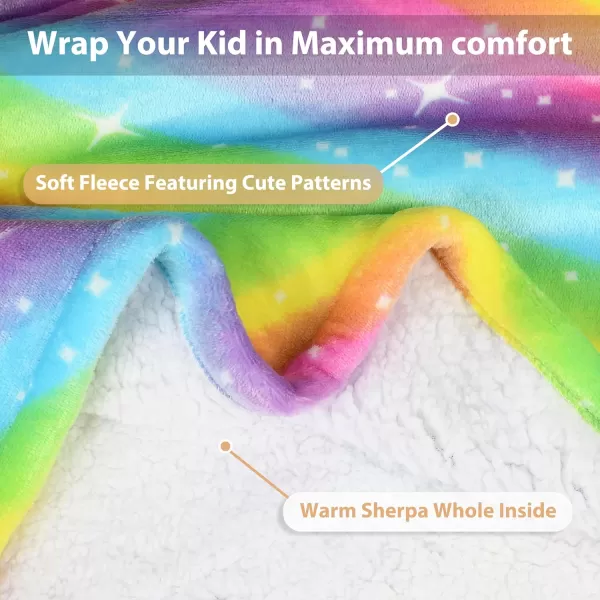 imageCatalonia Blanket Hoodie for Kids Oversized Wearable Sherpa Sweatshirt Pullover for Teens Youth Gift IdeaRainbow