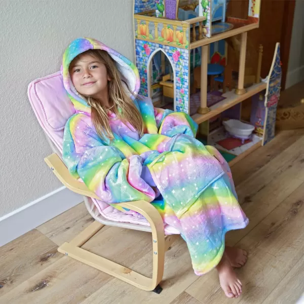 imageCatalonia Blanket Hoodie for Kids Oversized Wearable Sherpa Sweatshirt Pullover for Teens Youth Gift IdeaRainbow