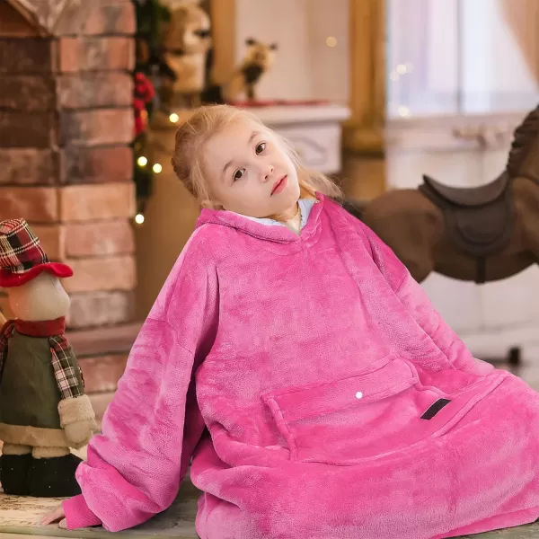 imageCatalonia Blanket Hoodie for Kids Oversized Wearable Sherpa Sweatshirt Pullover for Teens Youth Gift IdeaRose Pink