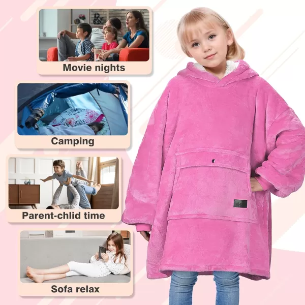 imageCatalonia Blanket Hoodie for Kids Oversized Wearable Sherpa Sweatshirt Pullover for Teens Youth Gift IdeaRose Pink