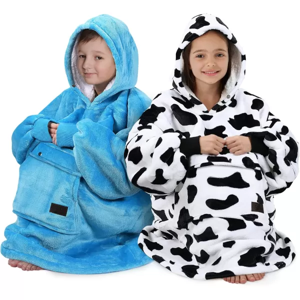 imageCatalonia Blanket Hoodie for Kids Oversized Wearable Sherpa Sweatshirt Pullover for Teens Youth Gift IdeaWhite   Black