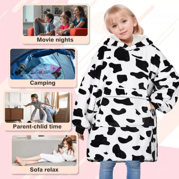 imageCatalonia Blanket Hoodie for Kids Oversized Wearable Sherpa Sweatshirt Pullover for Teens Youth Gift IdeaWhite   Black