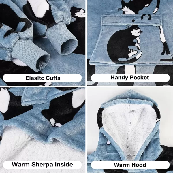 imageCatalonia Blanket Hoodie for Kids Oversized Wearable Sherpa Sweatshirt Pullover for Teens Youth Gift IdeaWondercat Grey Kids