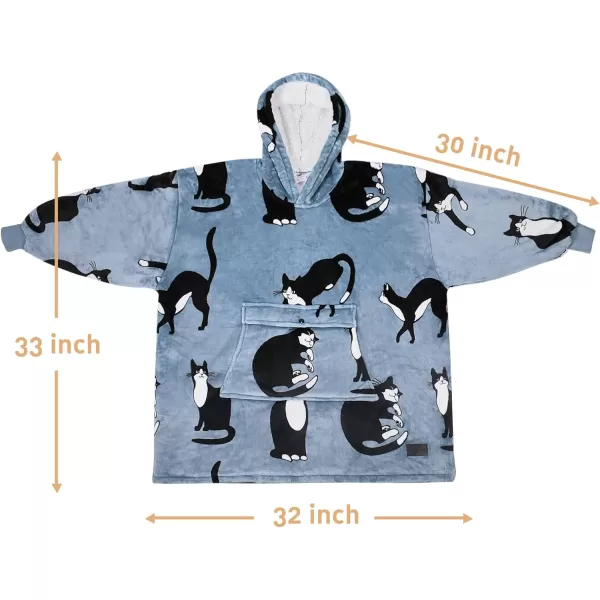 imageCatalonia Blanket Hoodie for Kids Oversized Wearable Sherpa Sweatshirt Pullover for Teens Youth Gift IdeaWondercat Grey Kids