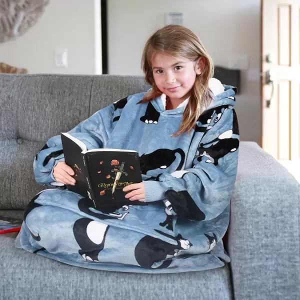 imageCatalonia Blanket Hoodie for Kids Oversized Wearable Sherpa Sweatshirt Pullover for Teens Youth Gift IdeaWondercat Grey Kids