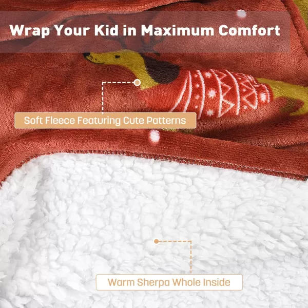imageCatalonia Blanket Hoodie for Kids Oversized Wearable Sherpa Sweatshirt Pullover for Teens Youth Gift IdeaXmas Dachshund Wine Kids