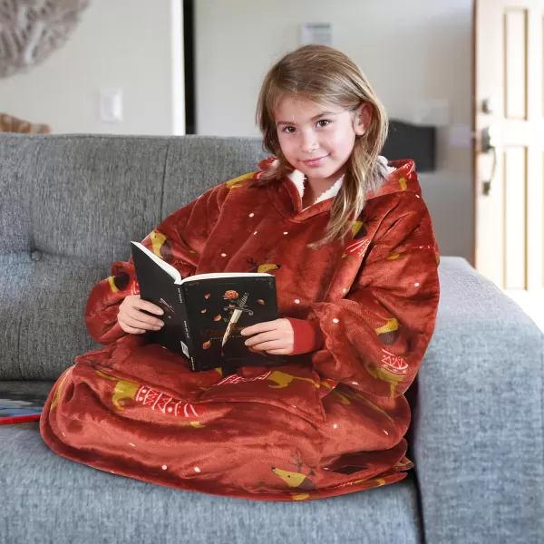 imageCatalonia Blanket Hoodie for Kids Oversized Wearable Sherpa Sweatshirt Pullover for Teens Youth Gift IdeaXmas Dachshund Wine Kids