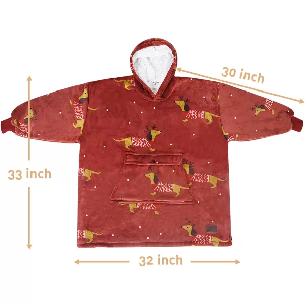 imageCatalonia Blanket Hoodie for Kids Oversized Wearable Sherpa Sweatshirt Pullover for Teens Youth Gift IdeaXmas Dachshund Wine Kids