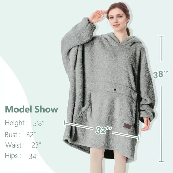 imageCatalonia Oversized Wearable Blanket Hoodie Sweatshirt with Zipper Giant Faux Shearling Pullover  Gift for Adults Women MenGray