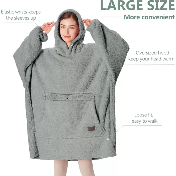 imageCatalonia Oversized Wearable Blanket Hoodie Sweatshirt with Zipper Giant Faux Shearling Pullover  Gift for Adults Women MenGray