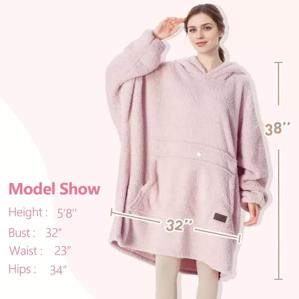 imageCatalonia Oversized Wearable Blanket Hoodie Sweatshirt with Zipper Giant Faux Shearling Pullover  Gift for Adults Women MenPink