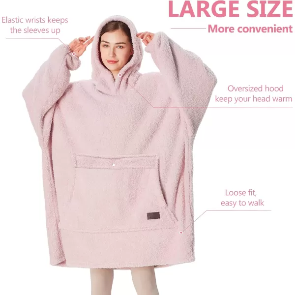 imageCatalonia Oversized Wearable Blanket Hoodie Sweatshirt with Zipper Giant Faux Shearling Pullover  Gift for Adults Women MenPink