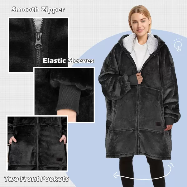 imageCatalonia Zip Up Blanket Hoodie Sweatshirt Oversized Sherpa Pullover Jacket Coat for Men Women Comfortable Gift for HerBlack