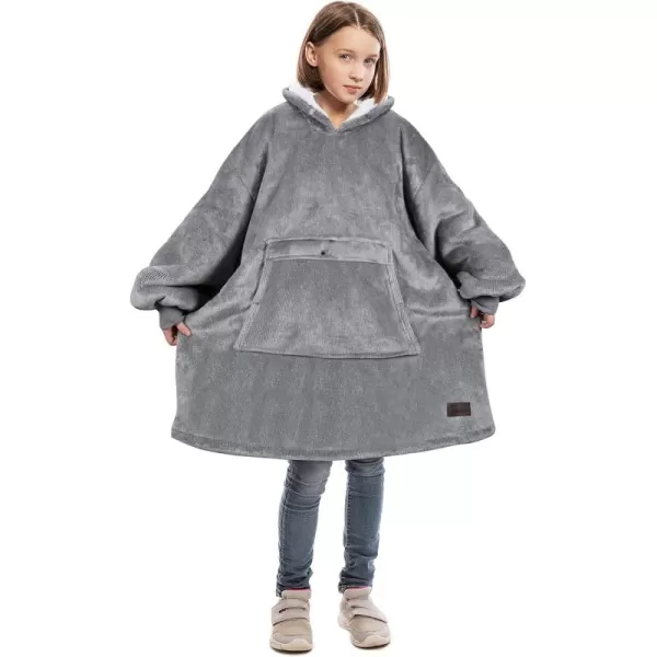 imageCatalonia Blanket Hoodie for Kids Oversized Wearable Sherpa Sweatshirt Pullover for Teens Youth Gift IdeaAsh Grey