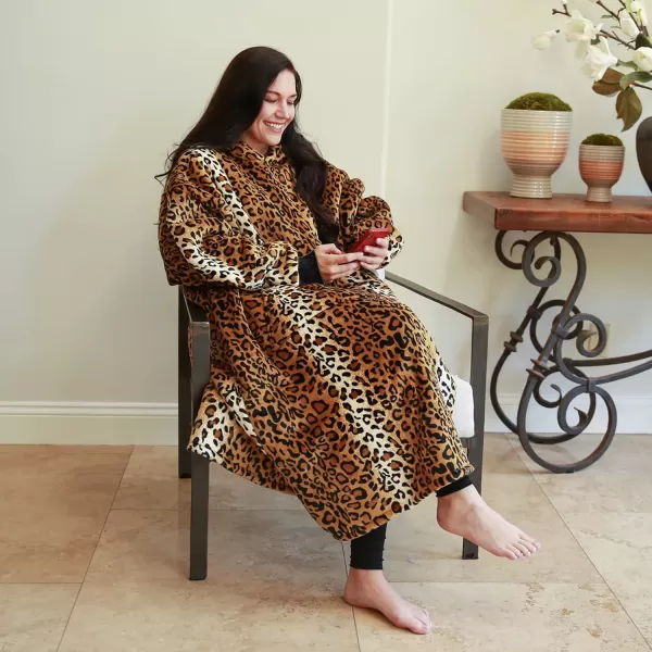 imageCatalonia Cheetah Print Full Body Blanket Hoodie Sweatshirt Extra Long Oversized Sherpa Lounging Pullover for Adults Gift for Her