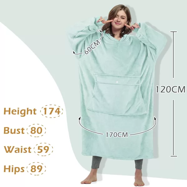 imageCatalonia Full Body Oversized Blanket Hoodie Sweatshirt Extra Long Wearable Fleece Pullover Gift for Adult Men Women Wife GirlfriendAquaankle Length