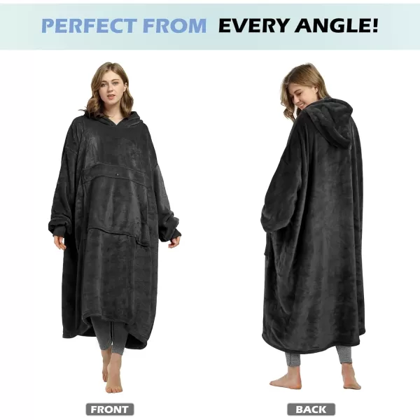 imageCatalonia Full Body Oversized Blanket Hoodie Sweatshirt Extra Long Wearable Fleece Pullover Gift for Adult Men Women Wife GirlfriendBlackankle Length