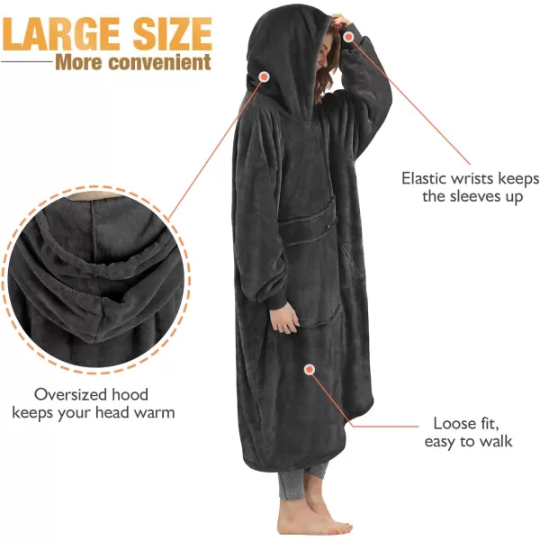 imageCatalonia Full Body Oversized Blanket Hoodie Sweatshirt Extra Long Wearable Fleece Pullover Gift for Adult Men Women Wife GirlfriendBlackankle Length