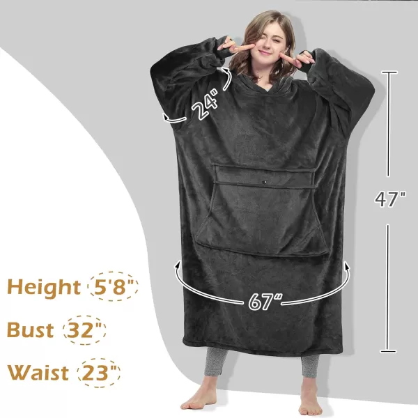 imageCatalonia Full Body Oversized Blanket Hoodie Sweatshirt Extra Long Wearable Fleece Pullover Gift for Adult Men Women Wife GirlfriendBlackankle Length