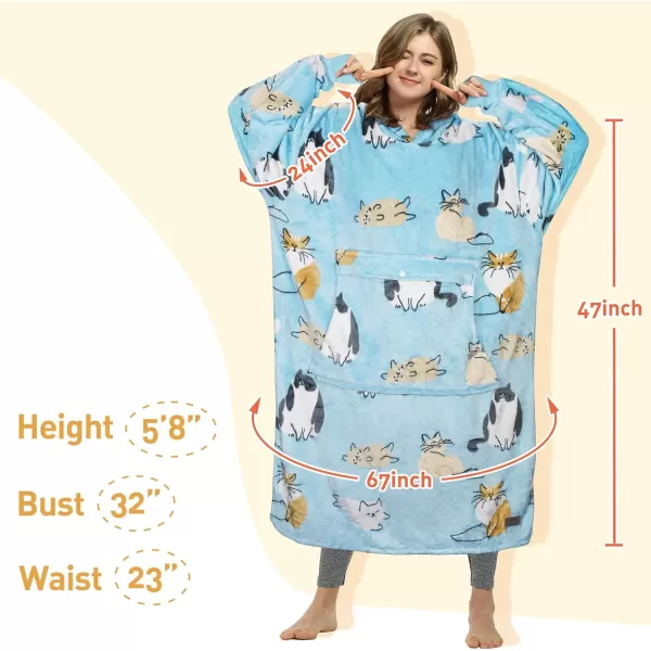 imageCatalonia Full Body Oversized Blanket Hoodie Sweatshirt Extra Long Wearable Fleece Pullover Gift for Adult Men Women Wife GirlfriendBlue Catankle Length