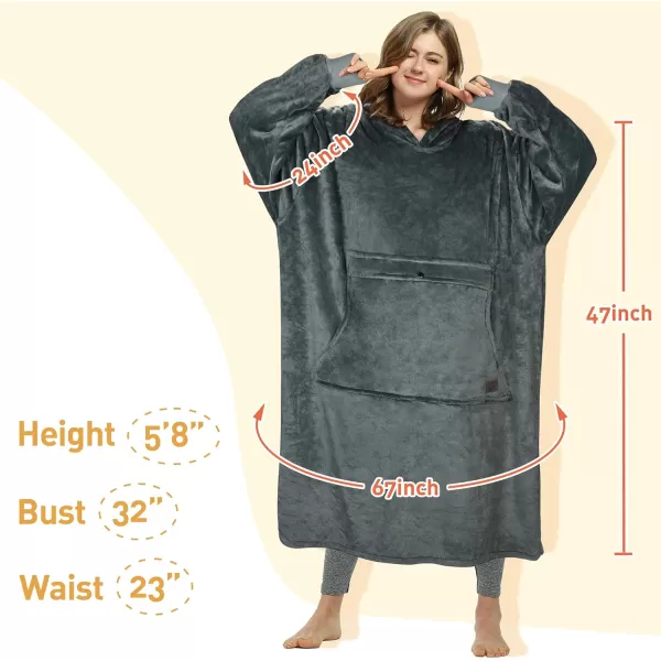 imageCatalonia Full Body Oversized Blanket Hoodie Sweatshirt Extra Long Wearable Fleece Pullover Gift for Adult Men Women Wife GirlfriendDark Grayankle Length