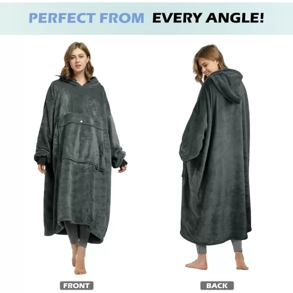 imageCatalonia Full Body Oversized Blanket Hoodie Sweatshirt Extra Long Wearable Fleece Pullover Gift for Adult Men Women Wife GirlfriendDark Grayankle Length