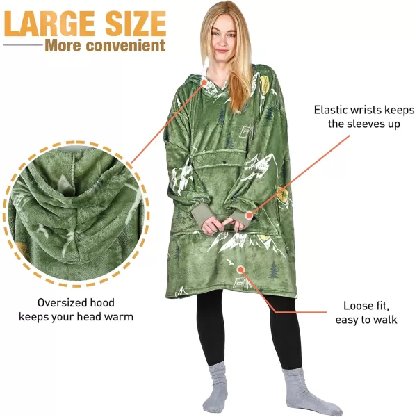 imageCatalonia Oversized Blanket Hoodie Sweatshirt Fleece Pullover with Large Front Pocket for Adults Men WomenCamping Green