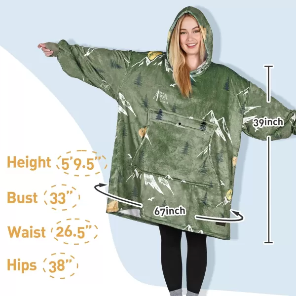 imageCatalonia Oversized Blanket Hoodie Sweatshirt Fleece Pullover with Large Front Pocket for Adults Men WomenCamping Green