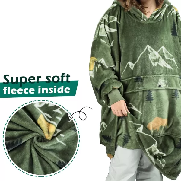 imageCatalonia Oversized Blanket Hoodie Sweatshirt Fleece Pullover with Large Front Pocket for Adults Men WomenCamping Green