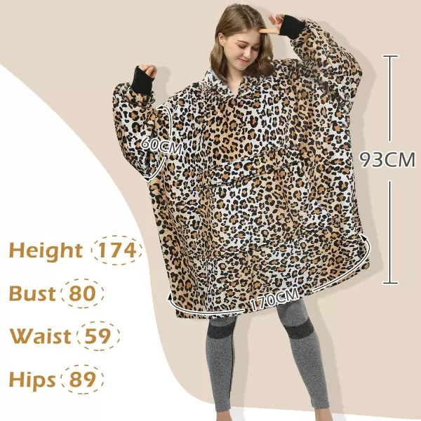 imageCatalonia Oversized Blanket Hoodie Sweatshirt Fleece Pullover with Large Front Pocket for Adults Men WomenCheetah  Fleece