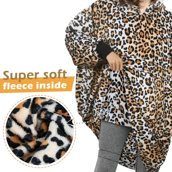 imageCatalonia Oversized Blanket Hoodie Sweatshirt Fleece Pullover with Large Front Pocket for Adults Men WomenCheetah  Fleece