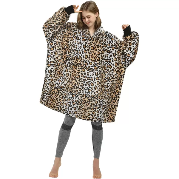 imageCatalonia Oversized Blanket Hoodie Sweatshirt Fleece Pullover with Large Front Pocket for Adults Men WomenCheetah  Fleece