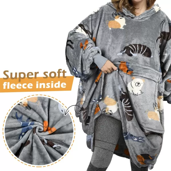 imageCatalonia Oversized Blanket Hoodie Sweatshirt Fleece Pullover with Large Front Pocket for Adults Men WomenDog Grey