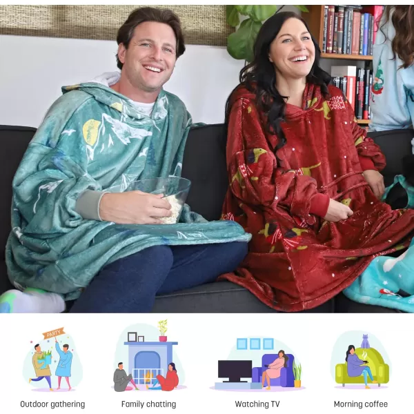 imageCatalonia Oversized Blanket Hoodie Sweatshirt Fleece Pullover with Large Front Pocket for Adults Men WomenXmas Dachshund Wine
