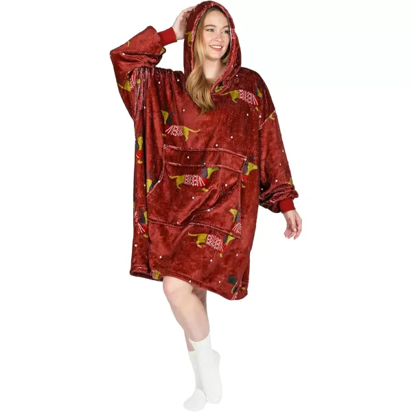 imageCatalonia Oversized Blanket Hoodie Sweatshirt Fleece Pullover with Large Front Pocket for Adults Men WomenXmas Dachshund Wine