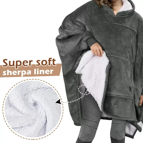 imageCatalonia Oversized Hoodie Sweatshirt Poncho Casual Hoodie Cape Batwing Coat Pullover Blanket  Fluffy Sherpa Comfortable Roomy  Gift for Adults Women MenGrey