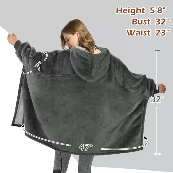 imageCatalonia Oversized Hoodie Sweatshirt Poncho Casual Hoodie Cape Batwing Coat Pullover Blanket  Fluffy Sherpa Comfortable Roomy  Gift for Adults Women MenGrey