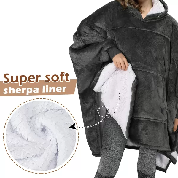 imageCatalonia Oversized Hoodie Sweatshirt Poncho Casual Hoodie Cape Batwing Coat Pullover Blanket  Fluffy Sherpa Comfortable Roomy  Gift for Adults Women MenBlack