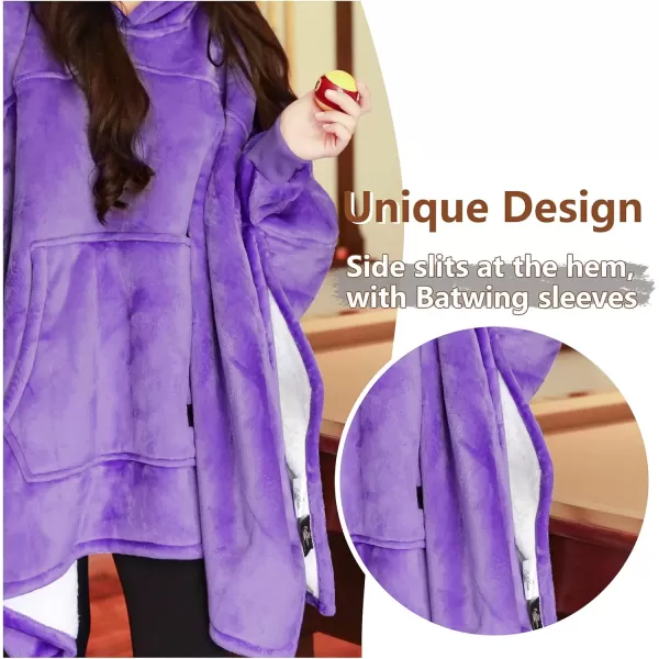 imageCatalonia Oversized Hoodie Sweatshirt Poncho Casual Hoodie Cape Batwing Coat Pullover Blanket  Fluffy Sherpa Comfortable Roomy  Gift for Adults Women MenPurple