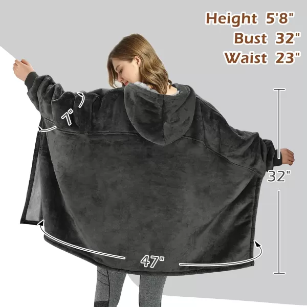 imageCatalonia Oversized Hoodie Sweatshirt Poncho Casual Hoodie Cape Batwing Coat Pullover Blanket  Fluffy Sherpa Comfortable Roomy  Gift for Adults Women MenBlack