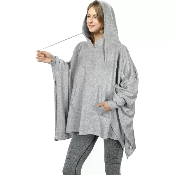 imageCatalonia Oversized Lightweight Summer Poncho for Women Casual Hoodie Cape Batwing Coat Pullover Sweatshirt BlanketGray