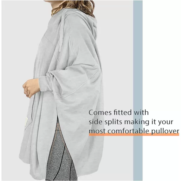 imageCatalonia Oversized Lightweight Summer Poncho for Women Casual Hoodie Cape Batwing Coat Pullover Sweatshirt BlanketGray