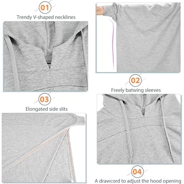 imageCatalonia Oversized Lightweight Summer Poncho for Women Casual Hoodie Cape Batwing Coat Pullover Sweatshirt BlanketGray