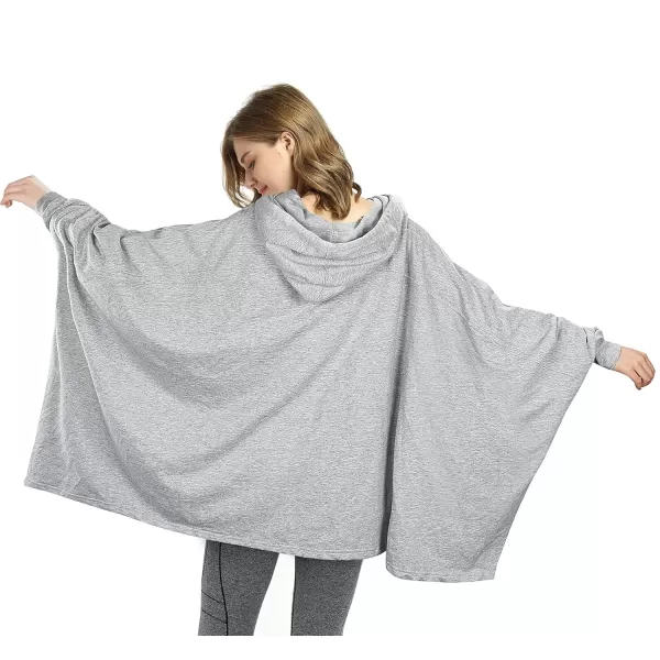 imageCatalonia Oversized Lightweight Summer Poncho for Women Casual Hoodie Cape Batwing Coat Pullover Sweatshirt BlanketGray